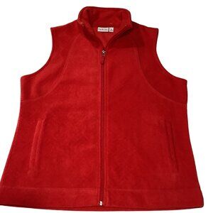 Kim Rogers Women's Polyester Fleece Red Vest Size Med Zip Up Pre-Owned Super Nic
